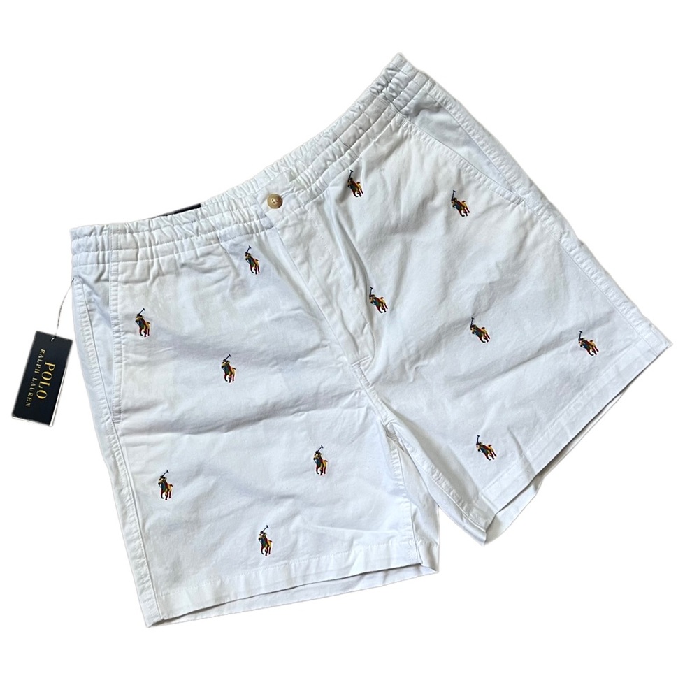 POLO RALPH LAUREN Mens Allover Pony Embroidery Prepster Stretch 6" Shorts - Picture 3 of 9